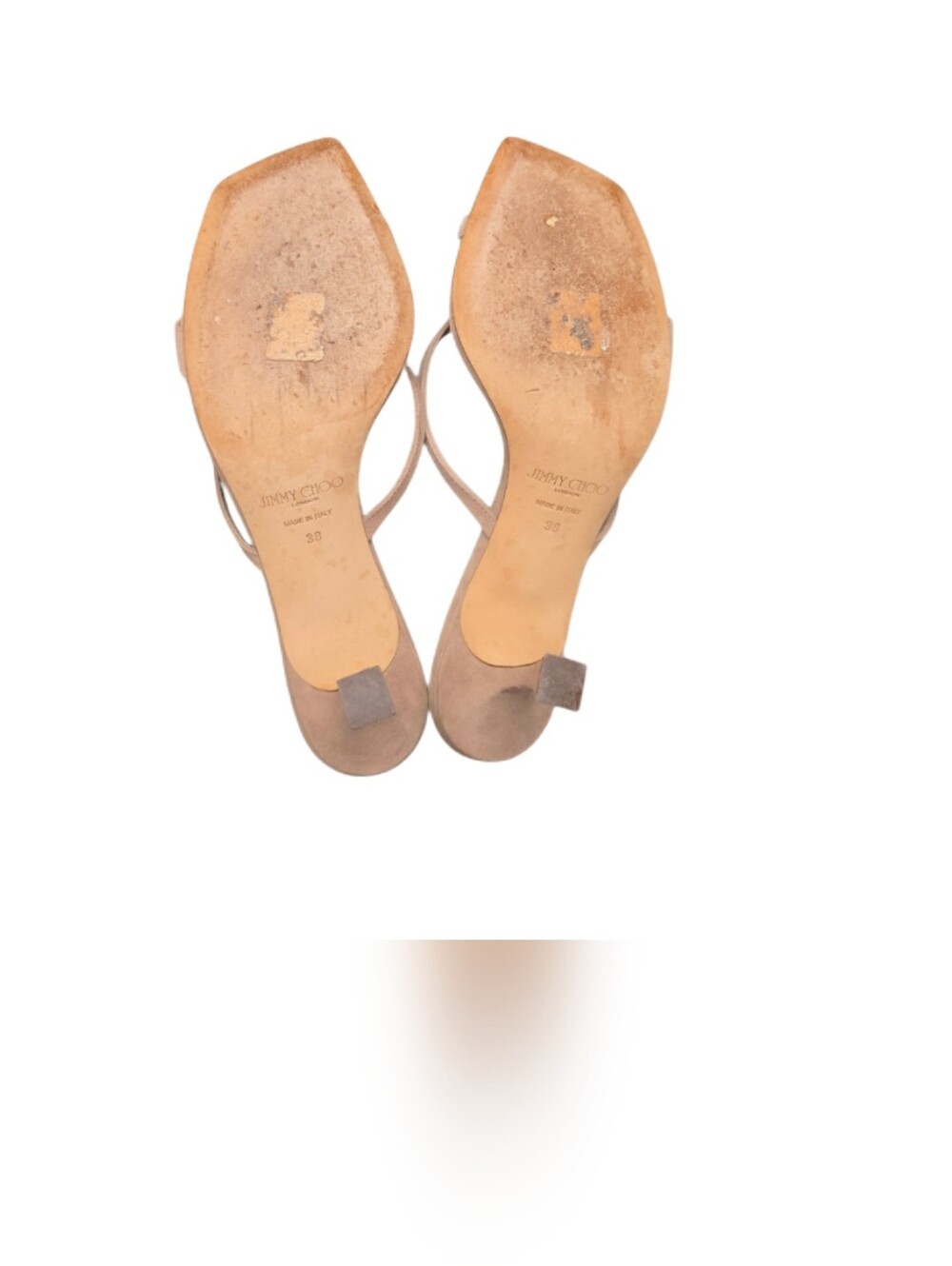 JIMMY CHOO Maelie 70 Strappy Mule Sandal In Taupe/Gray Suede - Picture 11 of 14
